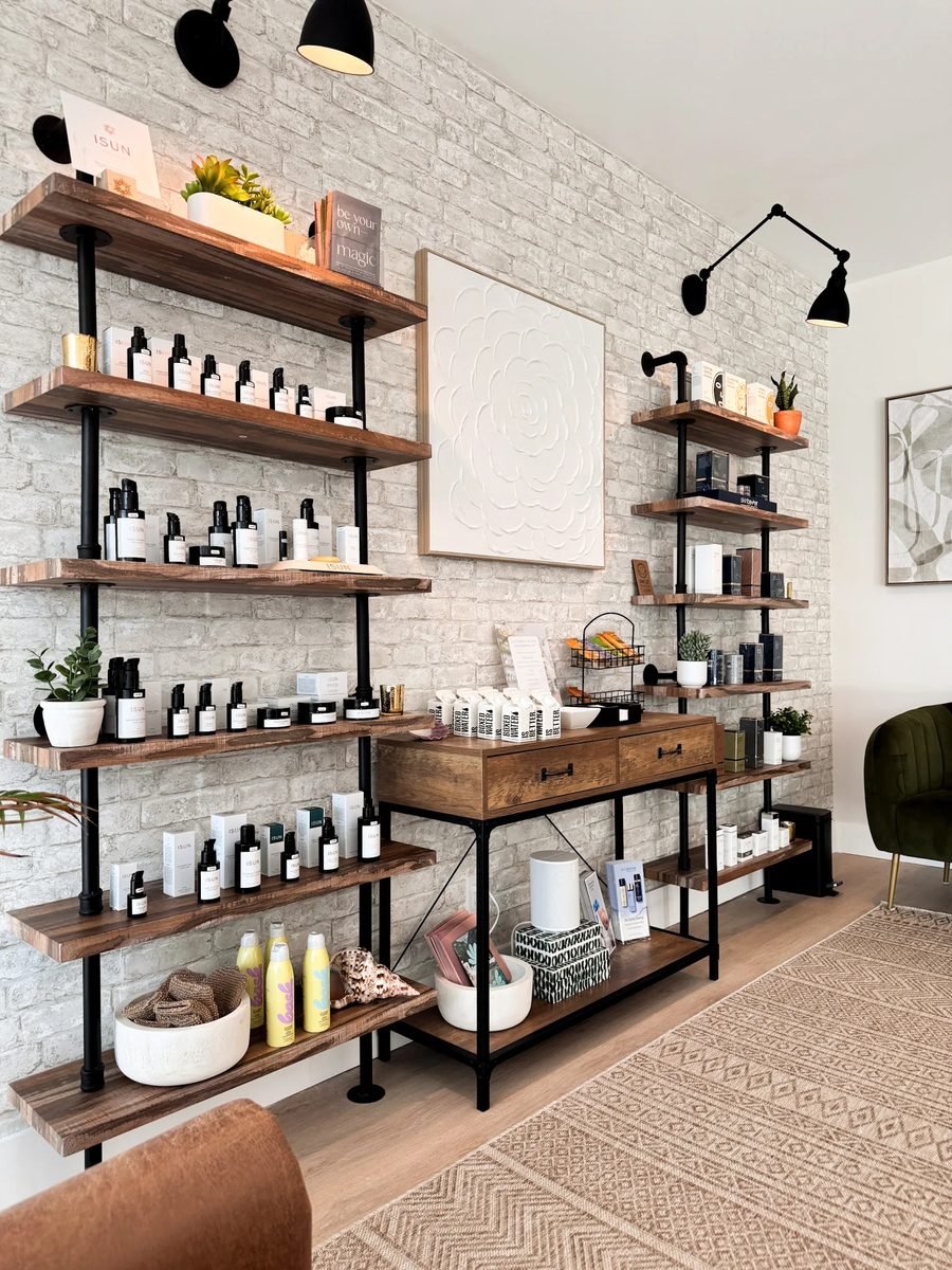 glowU Med Spa lobby and product display